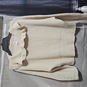 Khaki ruffled sweater